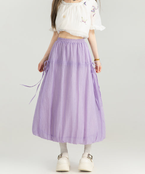 Sheer Balloon Hem Skirt